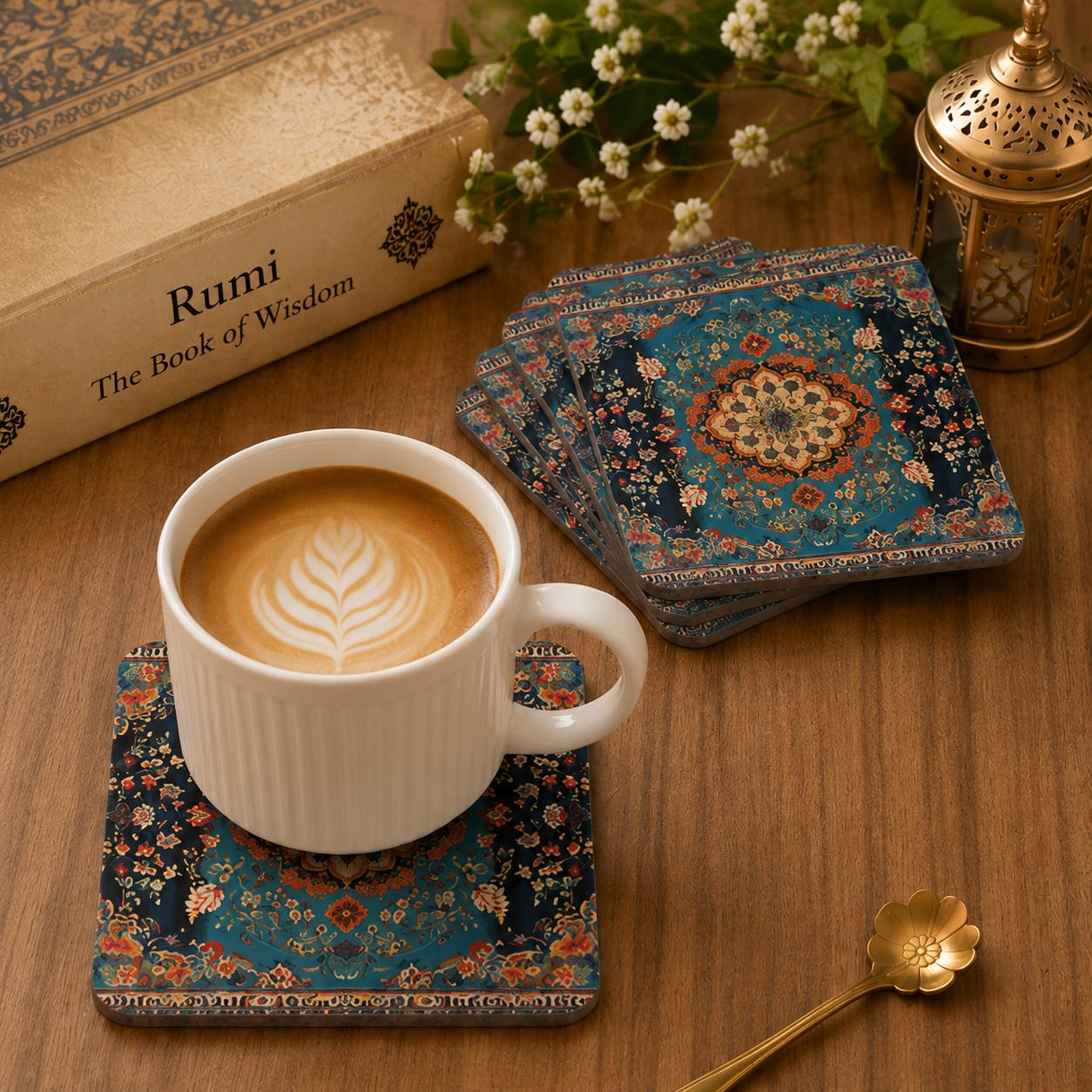 كوستر على شكل سجاد أزرق (هارد)