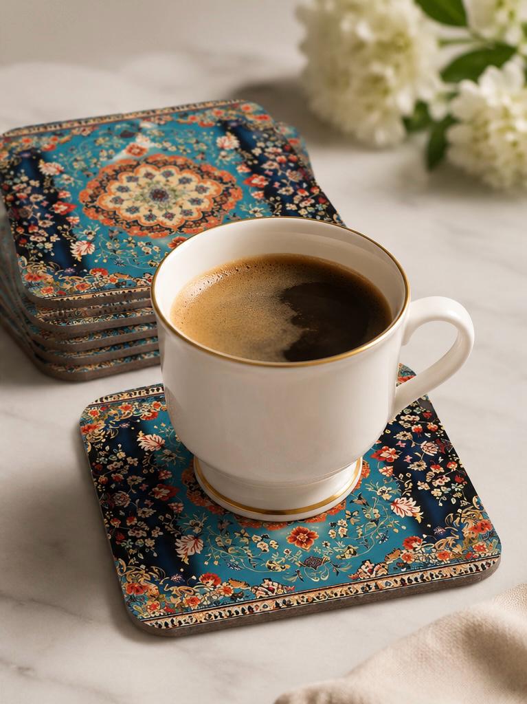 كوستر على شكل سجاد أزرق (هارد)
